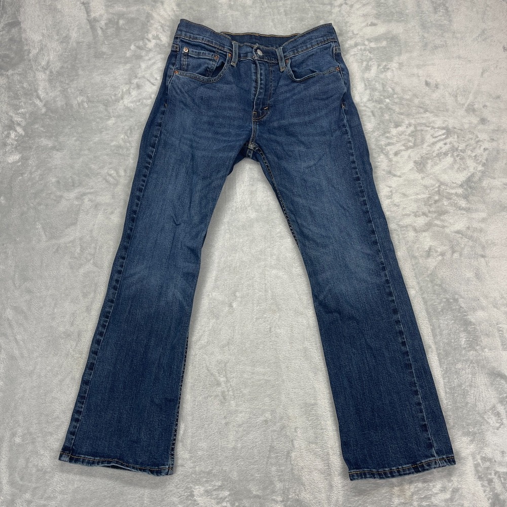 Levi's Jeans Mens 31x30 Blue Denim Whiskered Faded Stretch 527 Slim Bootcut Leg